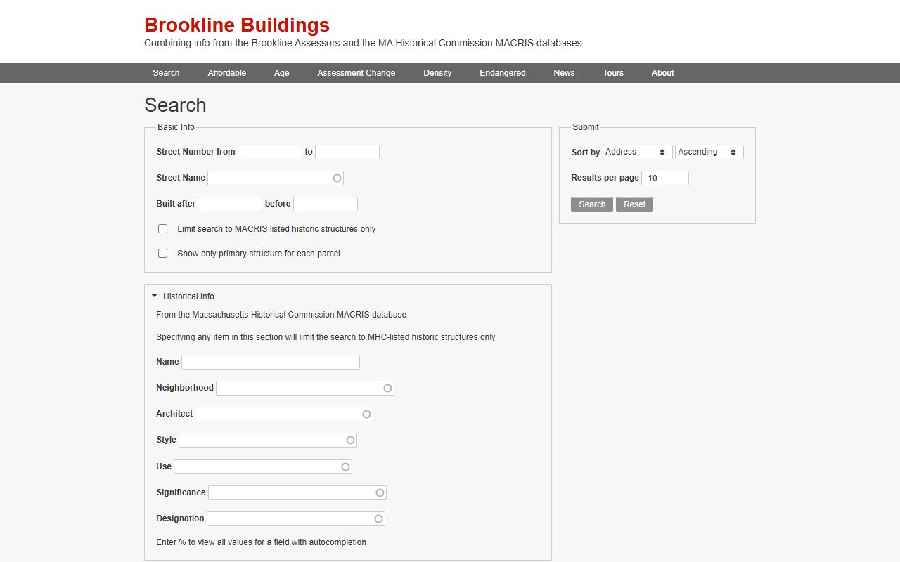 Brookline Buildings property records database for Brookline assessor data