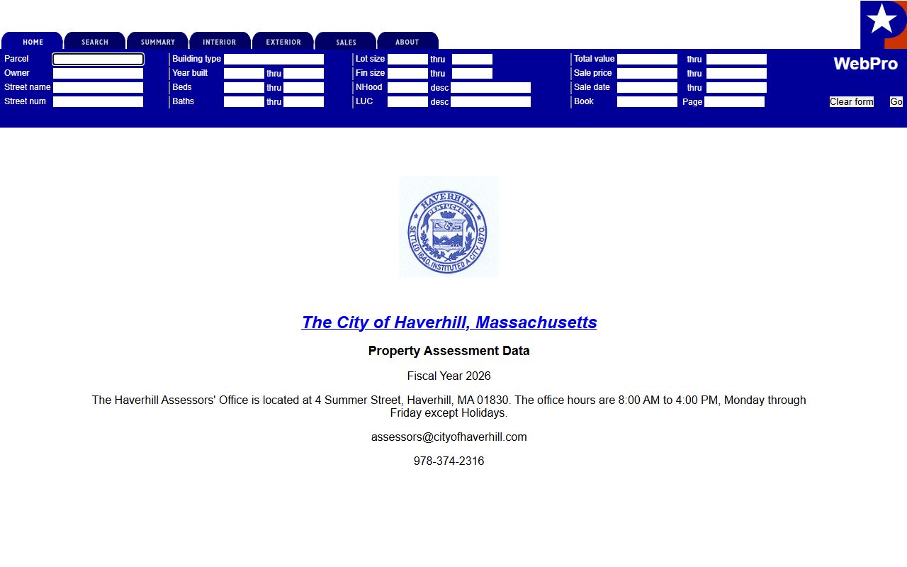 Haverhill property records Patriot Properties database