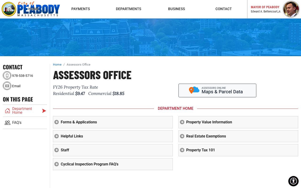 Peabody Assessor property records page
