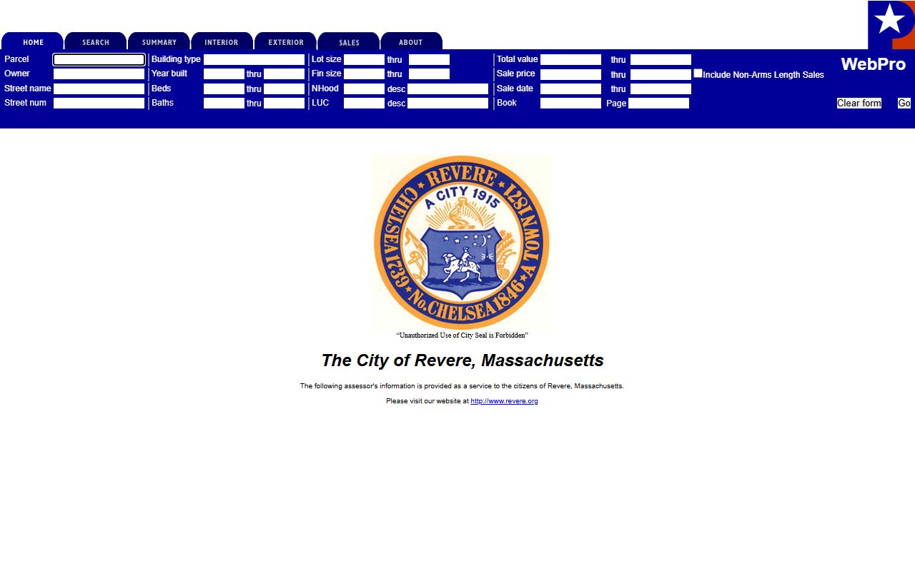 Revere Assessor property records database on Patriot Properties