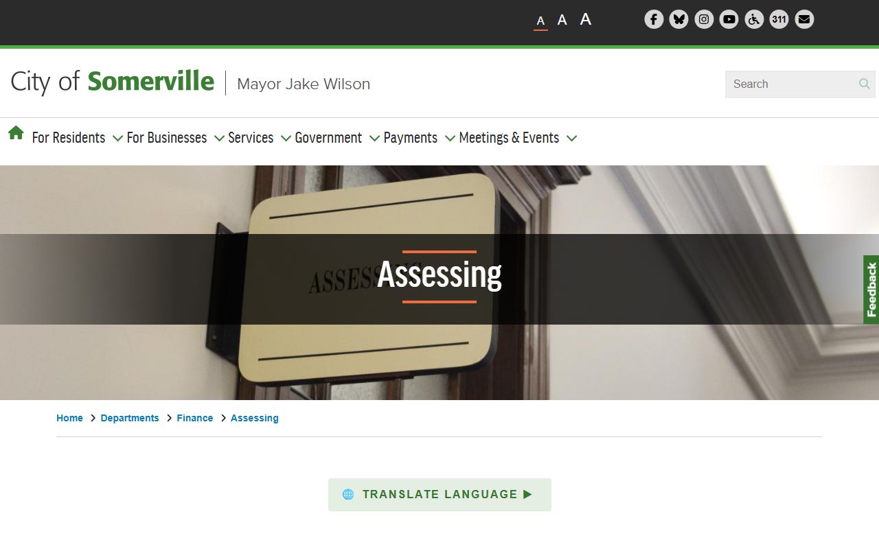 Somerville property records assessing department page