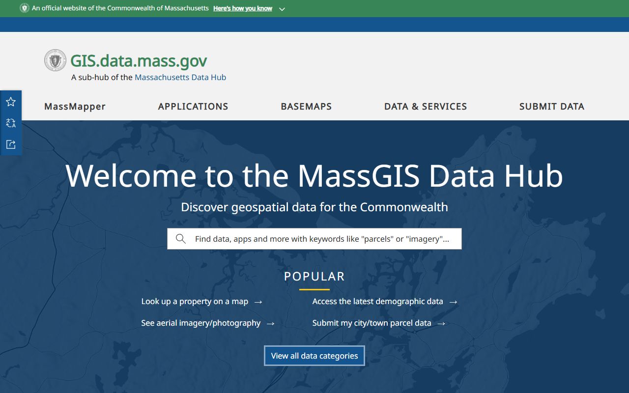 MassGIS Data Hub for downloading Massachusetts assessor parcel records and property data