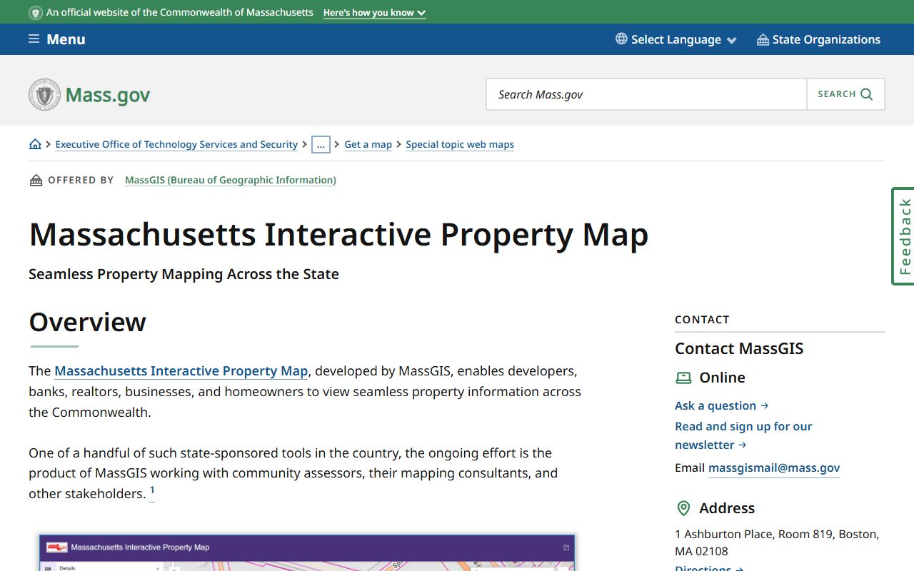 MassGIS Interactive Property Map - view Massachusetts property parcel boundaries and ownership data